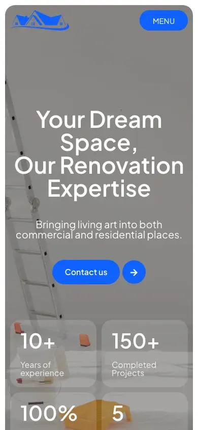 The Fast Home Fix homepage on a phone, with the headline and Contact us button